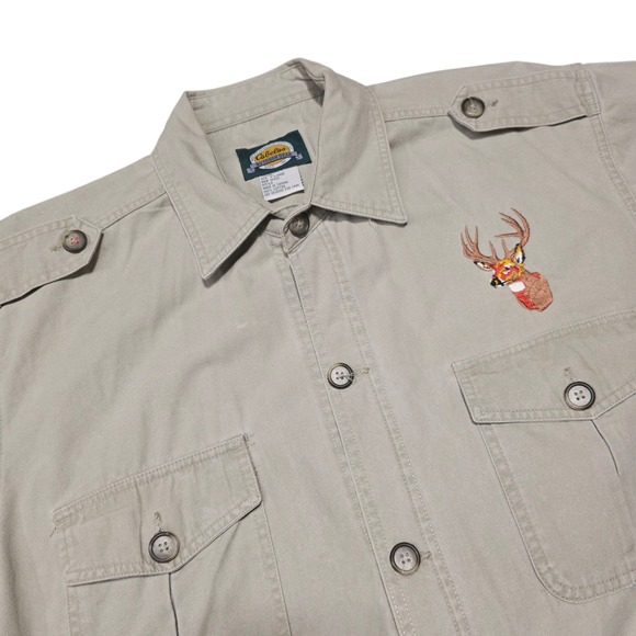 Cabelas Other - Cabelas Outdoor Gear Mens XL Beige Short Sleeve Shirt Deer Embroidery
